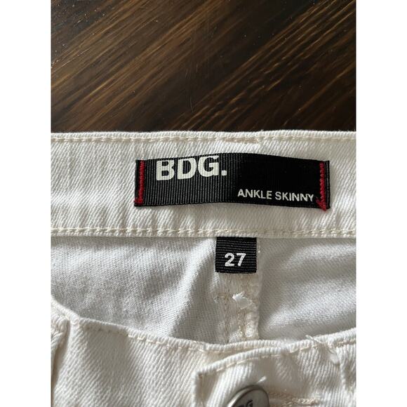 5BDG Urban Outfitters Sz 27 MOM Mid Rise Seam Ankle Stretch Skinny Jeans White - Picture 4 of 10